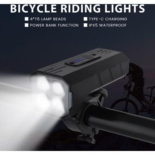 Bicycle Light USB Chargeable 4000 Lumen Bike Light Waterproof 4 LED Headlight 5000mAh Power Bank MTB Bike Accessories