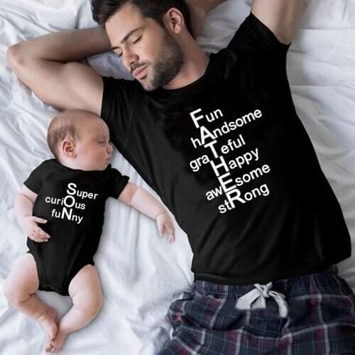 Father and Son Family Matching Tshirts Father and Son Baby Kids Boys Tops T-shirt Dad and Me Children Short Sleeve Tops Tees