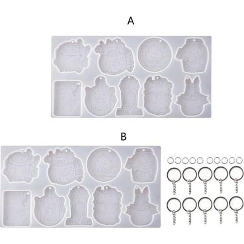 Halloween Pumpkin Cartoon Skull Keychain Epoxy Resin Mold Earrings Necklace Silicone Mould DIY Crafts Jewelry Pendants