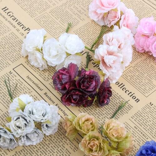 6Pcs Artificial Flowers Silk flower European Fall Vivid Peony Fake Leaf Wedding Home Party Decoration