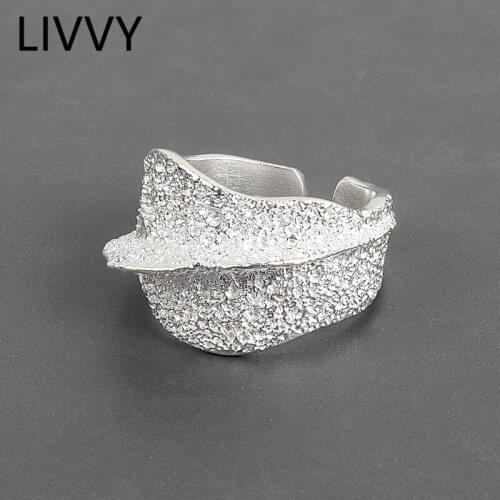 LIVVY Tin Foil Gold Wide Rrings For Women Silver Color Irregular Surface Trendy Jewelry Vintage Party Gifts