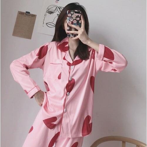Korean Version Of Long-Sleeved Cardigan Cartoon Casual Pajamas Womens Home Service