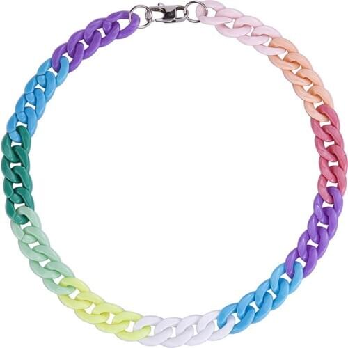 Harajuku style Colorful acrylic curb chain necklace for men women egirl punk necklace party hip-hop