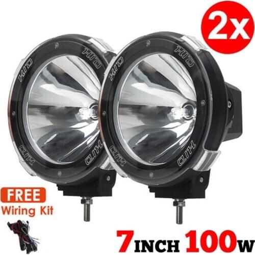 New 1 Pair 7" inch 12V 100W HID2019 New Driving Lights XENON Spotlights for Offroad Hunting Fishing Camping Work Spot Lights