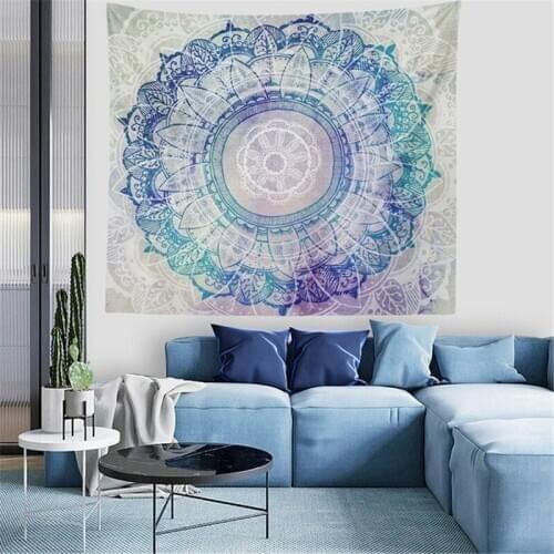 Lotus Mandala Tapestry Wall Hanging Floral Boho Deco Dorm Background Hippie Psychedelic Tapestry Wall Fabric Carpet Tapiz Indian
