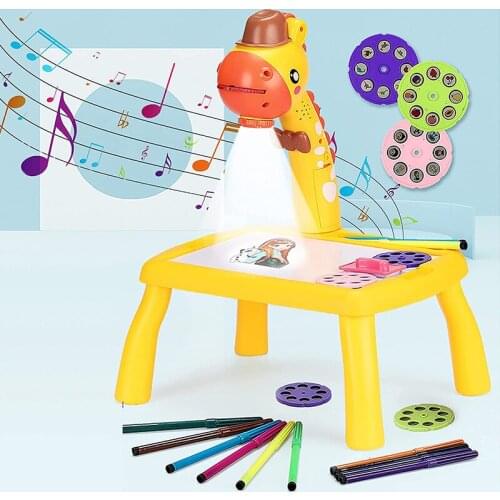 Mini Kids Play Cartoon Projector Drawing Table Childrens Toys Montessori Early Learning Interactive Painting Educational Toy