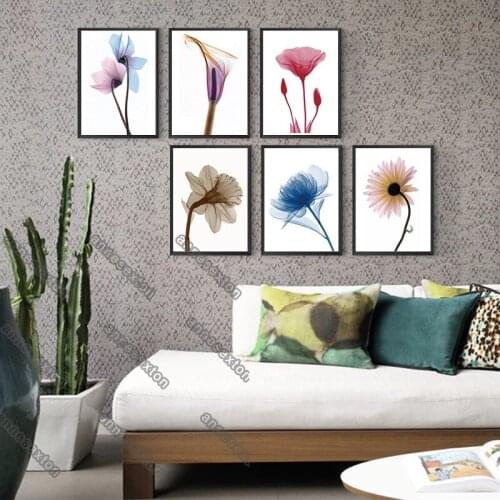 Minimalist Elegant Poetry Special Light Shot of Transparent Flowers Modern Style Canvas Painting Poster for Home Room Wall Decor