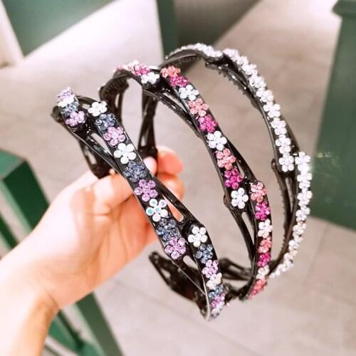 Lystrfac Fashion Rhinestone Non-slip Teeth Headband Adjustable Bezel Hair Band Hoop Girls Crystal Hairbands Hair Accessories