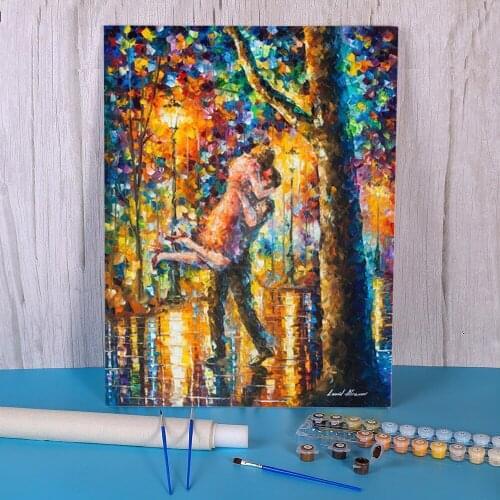 Oil Painting Style Jump Kiss DIY Paint By Numbers Kit Acrylic Paints 40*50 Canvas Pictures Decorative Paintings Handiwork
