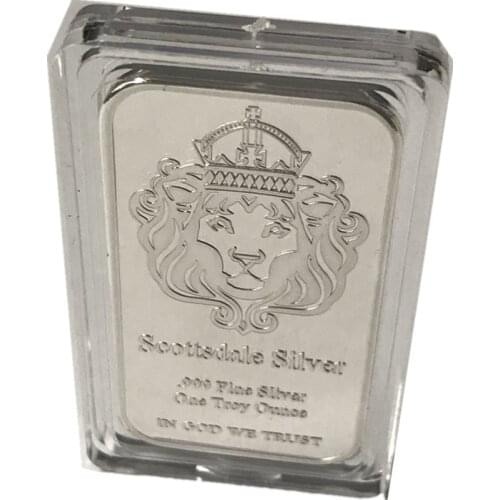 5 pcs Non magnetic Scottsdale coin brass core silver plated bullion bar 1 OZ 50 x 28 mm ingot badge collectible decoration bar