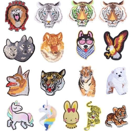 Animal Tiger Embroidery Patches Iron On Patch For Clothing DIY Stickers Sew On Clothes Denim Jacket Backpack Handbag Badges F
