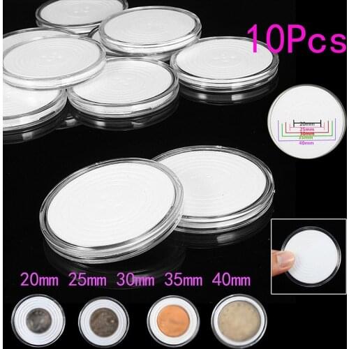 10Pcs 20-40mm Plastic Coin Holder Capsule Protector Case Collection Storage Box Coin Collection Storage Box Commemorative Coin
