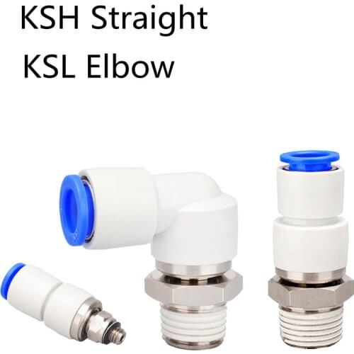 Air Pneumatic Swivel Fitting High Speed Rotary Joint Quick Plug KSH08-02S Male Straight/Elbow Pushlock Tube Connector KSL06-01S