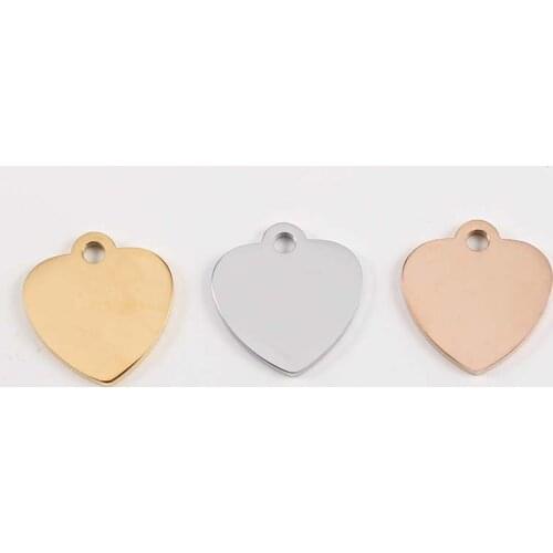 Stainless Steel Heart Charms Mirror Polished Single Hole Charm Custom Made Logo Charms For Bangles Wholesale Charm 20pcs/lot