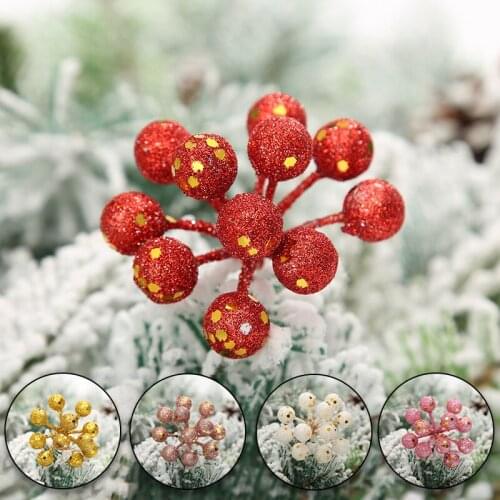 Glitter Christmas Tree Ball Christmas Tree Decoration Hanging Baubles Ball DIY Xmas Flower Branch Hanging Ornaments Home Decor