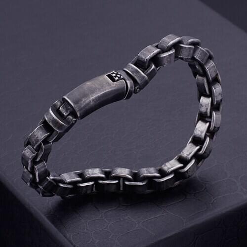 Dropshipping mens jewelry vintage color 316 stainless steel long chain bracelet mens biker chain bracelet daily wear design