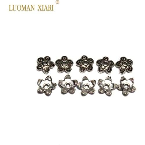 Wholesale 50 Pcs/pack Silvery Flower Bead Caps Jewelry Findings DIY Bracelet Necklace Accessories For Jewelry Making 8/10/12mm