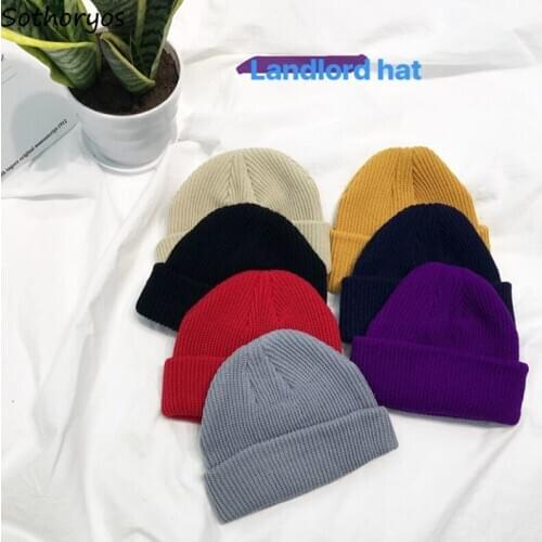 Beanies Women Knitted Melon Hat Solid Multicolor Ulzzang Street Kpop Skullies Caps Fashion Vintage Ins Unisex Korean Style Chic