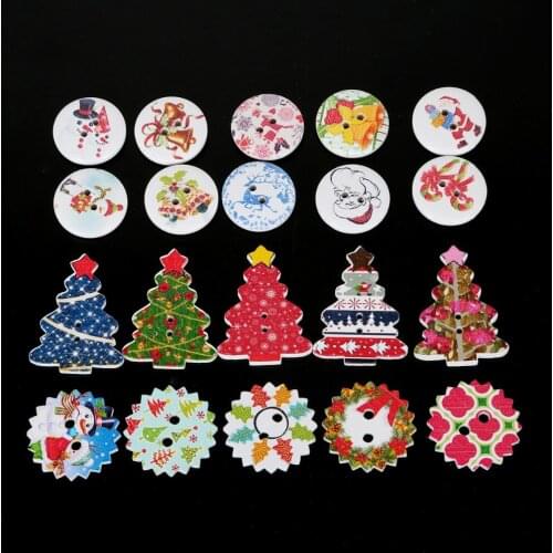 Stylish White Snowflakes, Round, Pentagram, Christmas Tree, Christmas Sock Button Art Craft Sewing Costume Sewing Fabric Button