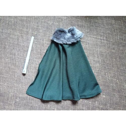 1:6 Scale Dark green fur collar cloak For 12" Male&Female Body Doll Toy