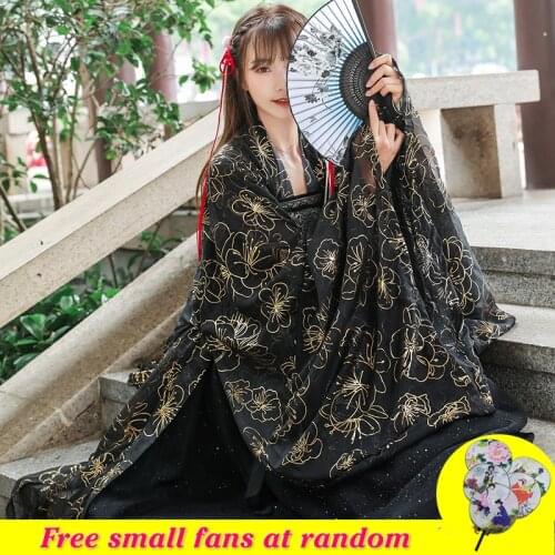 2019 New Black/Red Hanfu For Women Costume Chinese Top+Skirt+Coat Cosplay Costumes Swing Dancer Theme Opera Stage Costume BL15