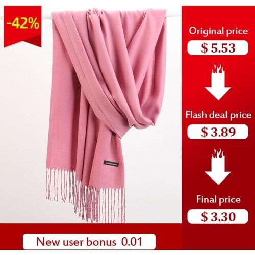 Women Solid Scarf Cashmere Feeling Pashmina Shawls Tassel Hijab Head Wraps Femme Thin Spring Winter Scarves Foulard Bufanda 2021