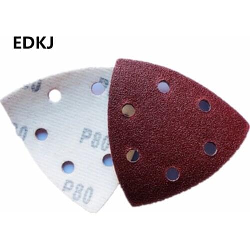 10pcs 90x90x90mm triangle Sandpaper six Hole Disk Sand Sheets Grit 40-240Hook and Loop Sanding Disc Polish