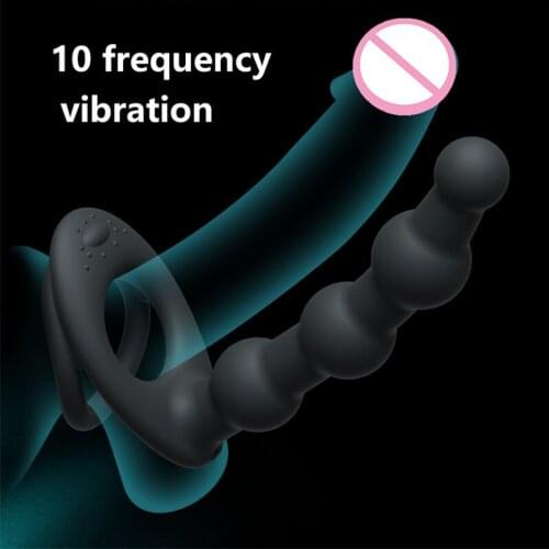 10 vibration Double Penetration Anal Plug Dildo Butt Plug Vibrator For Men Strap On Penis Vagina Plug Adult Sex Toys For Couples