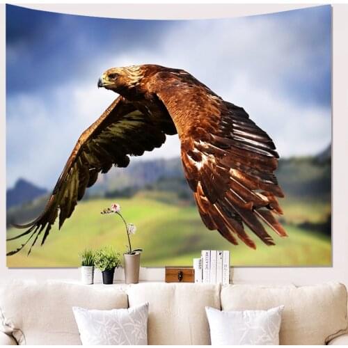 2021 Eagle Tapestry Wall Tapestry Eagle Flying In Blue Sky Tapestry Nature Landscape Hippie Wall Hanging For Bedroom 90x59 Inch
