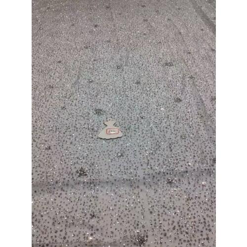 5yards ap134 # silver dobby glued glitter sparkle mesh breathable lace fabric for fashion / wedding/party