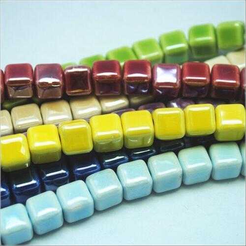 70pcs new ceramic beads porcelain beads square shape size 9mm diy beads accessories 2.0mm hole top fashion fittings