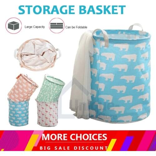 Foldable Laundry Basket Large Capacity Cotton and Linen Dirty Clothes Canvas Waterproof Storage Bucket Bin For Toy