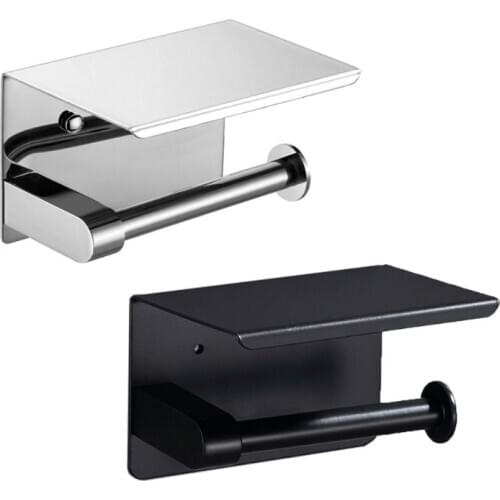 304 Stainless Steel Toilet Paper Holder Bathroom Towel Rack Roll Paper Tissue Shelf Box Wall Mount Phone Bracket
