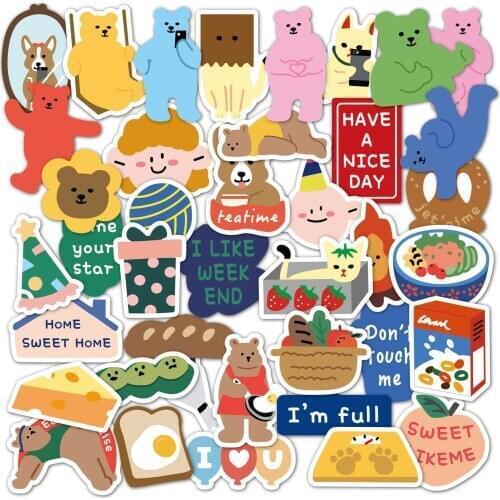 40pcs/1lot ins Korea cute outing bear cute girl sticker DIY scrapbook creative junk magazine stationery decoration sticker