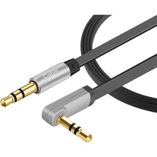 Auxiliary Cable,Flat 3.5mm Male to Male Srereo Audio Jack Cord Right Angle Compatible with Car,Home Stereos, Phone, EPS4 Headset