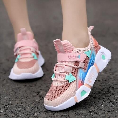 Breathable Kids Sport Shoes Boys Running Sneakers for Girl Children Casual Shoes Hook&Loop Non-Slip Walking Tenis Sneakers New