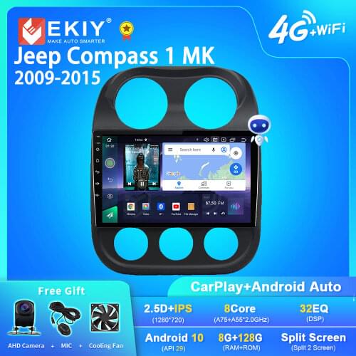 EKIY Android Car Radio For Jeep Compass 1 MK 2009 - 2015 Navi GPS 1280*720 DSP Carplay Multimedia Video Player Auto Stereo DVD