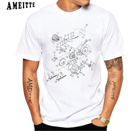 Anatomy Bicycle Chain Gear Shifting Print T-Shirt Summer Men Short Sleeve Bike Sport Lover Hip Hop Boy Casual Tops White Tees