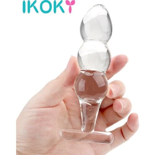 IKOKY Crystal Glass Dildos Anal Sex Private Good Butt Plug Sex Toys For Women Men Anal Beads G-spot Prostate Massager