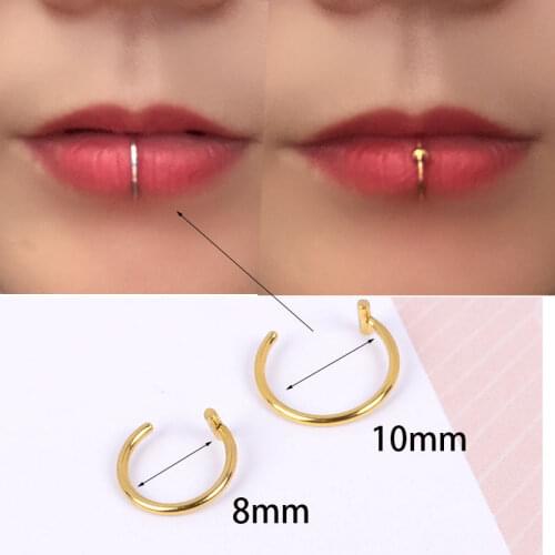 Stainless Steel Lip Nose Rings Neutral Punk Lip-shaped Ear Nose Clip Fake Diaphragm Lip Hoop Cartilage Earrings Body Jewelry