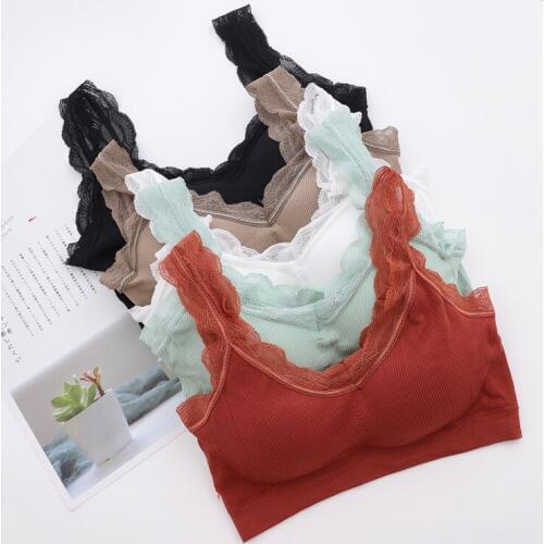 Lace Bra Sexy Top For Women Non-adjusted Straps Female Lingerie Breathable Soft Comfortable Bralette Seamless Padded Underwear