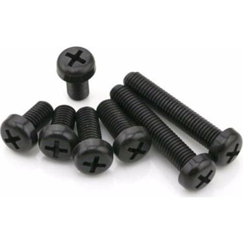 M4 M5 M6 M8 Phillips Round Pan Head White/Black PNylon Machine Screw 200pcs/lot