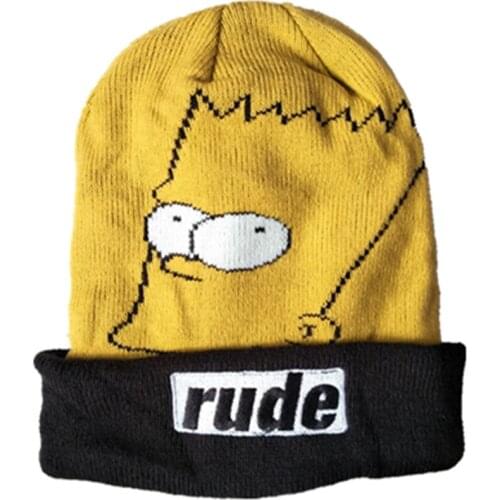 Cartoon Cotton knitting cute Rude yellow boy barrt simpo Caps Kids Baby winter Soft Warm Beanies