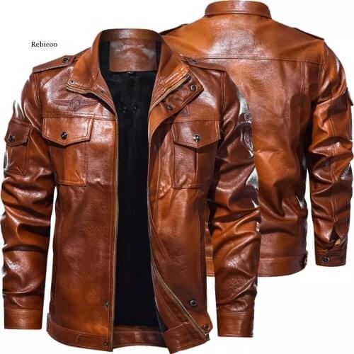 Mens Classical Motocycle Jacket 2021 Winter Fleece Thick Men Leather Jacket Motor Autumn Zipper Jacket Male Biker Coat Size 5XL