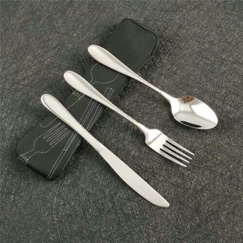 Stainless Steel Flatware Set Fork Spoon Cutter Utensils Portable Camping Hiking Climbing Outdoor Picnic Tableware