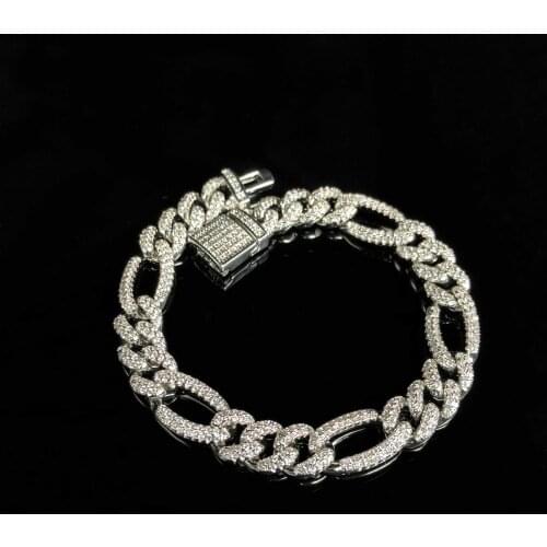 New design 19mm CZ iced out 18k plated gold chain men