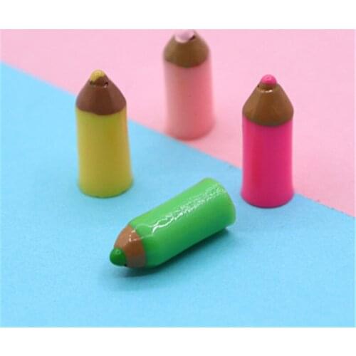 Wholesale 100pcs Mixed Colors Kawaii Pen shape 3D Resin Cabochons Handmade Jewelry Accessories Ornament Material Craft