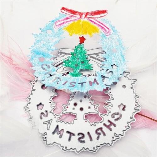 PANFELOU wreath at the tree metal craft paper die cutting dies hot sale Scrapbooking/DIY New year Easter Embossing mould