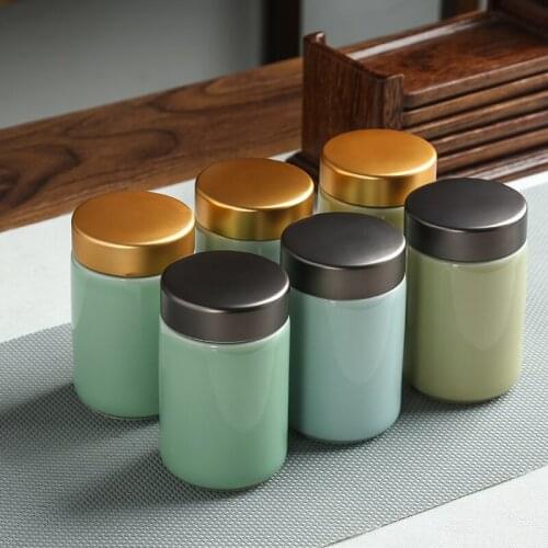 Longquan Celadon Portable Mini Tea Cans 108ml Tea Storage Jar Caddy, tea Box , Fragrant Powder Cans Packaging Tank