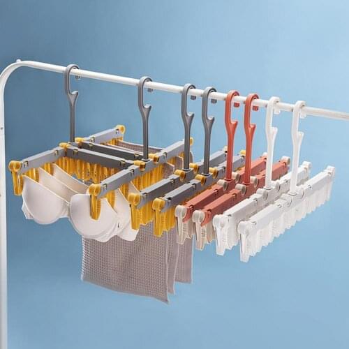 Adjustable Underwear Drying Hanger Multifunctional Socks Clothes Rack Multi-Clips Laundry Underwear Drying Hanger for Balcony